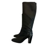 Diane Von Furstenberg  DVF Black Grace Boots Leather High Heel Silver Size 9.5 Photo 3