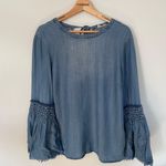 Altar'd State Altar’d State Denim Boho Bell Sleeve Top- Size Medium Photo 5