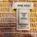 Nine West Twist Front Fluffy Sleeves Blouse Yellow Multi Size OX Photo 8