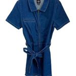 Urban Outfitters BDG Denim Blue Cotton Belted Jumpsuit Romper Size 8 Photo 0