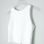 Alice + Olivia Eryn Check Jacquard Textured Knit White Exposed Zip Crop Top Photo 5