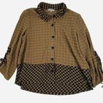 Habitat  Ruched Sleeve Jacket Top Womens M Brown Button Front Shirt Photo 0