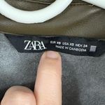 ZARA  Belted Faux Leather Midi Olive Green Trench Shirt Dress Size XS Utility Photo 2