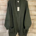 A New Day  ribbed soft cotton olive green cardigan w/pockets women plus size 1X Photo 2