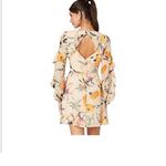 BCBGeneration Size 6 Abstract Multicolored Floral front lace up/tie front open back Ruffled. bell Long Sleeve Dress Photo 6