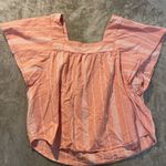 Sonoma  Shirt Womens XXL 2X Peach Square Neck Cap Short Sleeve Striped Textured Photo 2