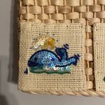 Quaker Factory Nautical Woven Straw Wicker Tote Bag, EUC Tan Photo 3