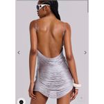 Jaded London Lavinia Backless Fringe Mini Dress in Steel Gray Size XL Brand New Photo 3