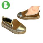 PRUNE COGNAC SUEDE & GOLD LEATHER ESPADRILLE PLATFORM SLIP ON SHOES (6) Brown Photo 1