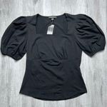 Black Cotton Puff Sleeve Top S Photo 0