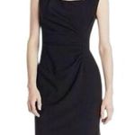 Calvin Klein  Black Cap Sleeve Novelty Neckline Sheath Side-Ruched Dress size 14 Photo 0