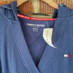 Tommy Hilfiger NWT! Sz M Sport Navy Blue Surplice Hooded Top Crop Hoodie Photo 2