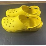 Crocs Bright Yellow Classic Clogs M11 W13 Lemon Citrus Slip-on Shoes Comfort Photo 4