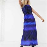 ASOS NEW velvet maxi Dress Slip Blue Cowl Neck Spaghetti Straps Draped size 12 Photo 1