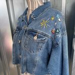 Forever 21  PLUS PREMIUM JEAN JACKET EMBROIDERED STARS RAW HEM XS Photo 8