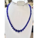 Vintage Deep Blue Faceted Glass Bead Necklace With Silver Photo 2