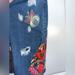 Anthropologie Gardener’s Denim Embellished Skirt Cecilia Prada SP Appliqué Rose Photo 8