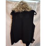 Black Knit Vest Faux Fur Collar Trim Cozy Fashion Outerwear Photo 4