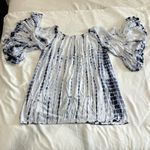 Altar'd State Blue and White Ruffled 3/4 Sleeve Blouse/Dress/swim suit cover-up Photo 1