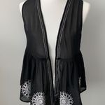 Versona Black Sheer Snowflake Mandala Vest Sz S Photo 0