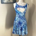 Cynthia Rowley  Blue White Print Dress Small Flare Photo 8