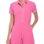 Original Penguin Women's Veronica Romper with Mesh Sleeves Size Large Womens NWT Pink Photo 0