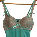 NATIVE INTIMATES 00’s Turquoise & Silvery Gray Lace Satin Babydoll Chemise 36C Blue Size 36 C Photo 1