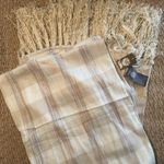 Vince Camuto NWT  Large Blanket Scarf Wrap Tan Plaid W/Fringe Winter Cozy Photo 3