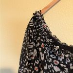 The East Order  Black Metallic Chiffon One Sleeve Ruffle Leopard Print Blouse M Photo 3