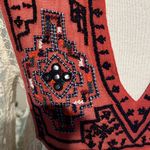 Free People  Cream Lace Top with burnt orange Embroidery size small Photo 3