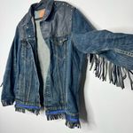 Levi's  denim jacket customized  with leather yokes, studs, and fringes size XXL Photo 4