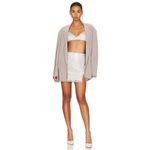 LAMARQUE Pati Rhinestone Mini Skirt in Silver XSmall New Womens Faux Leather Size XS Photo 3