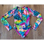 Trina Turk NWT tropical print long sleeve zip front onepiece swimsuit M Photo 10