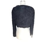 Adrianna Papell Vintage Silk Hand Beaded Cropped Jacket In Black. Photo 5