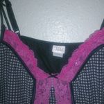 Jezebel L Sexy Pink Lace Trimmed Black White Checked Camisole Top Size L Photo 3