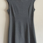 Gap Women's Size 10 Black Ponte Cap sleeve Stripe Crew-Neck Skater Dress Shift Photo 0
