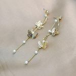 Gold Butterfly Dangle Drop Earrings for Women,Tassel Butterfly Earrings Photo 2