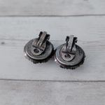 Vintage Clip On Earrings Very Unusual Dark Gray Domed & Bumpy Photo 7