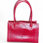Liz Claiborne Liz Clairborne red faux crocodile leather shoulder bag with bow detail Photo 3