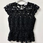 Karina Grimaldi Hanna Lace Crochet Scalloped Trim Blouse Top Black Women's XS Photo 4