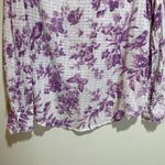 Sundance  Sz XS Chantilly Blooms Button Down Top Blouse White Purple Floral Bird Photo 10
