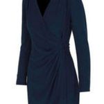 Maje ✨HP✨Renie V-neck Long-sleeve Wrap In Navy Blue Viscose Short Casual Dress✨ Photo 5