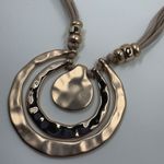 ST THOMAS Layered Pendant Necklace Gold Tone Beaded Cord Boho Statement Photo 3