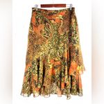 Coldwater Creek  L Fall Multi Mixed Media Print Ruffle Midi Skirt - Petite Photo 6