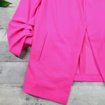 DKNY Ruched-Sleeve Relaxed Open Front Jacket Blazer Neon Pink Women's Size Small Photo 4