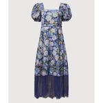 Rachel Parcell Floral Midi Dress Square Neck Puff Sleeve Lace Trim Cottagecore 2 Photo 1