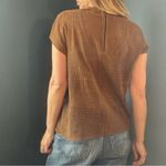 Muubaa Brown Suede Perforated Short Sleeve Top size 10 Photo 1