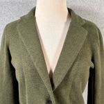 J.Crew Women's Green Cotton Knit Sweater Blazer Size M Notched Lapel Photo 3