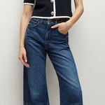 Veronica Beard  Taylor Released Hem Cropped Wide-Leg Jeans Bright Blue Sz 25 NWT Photo 0