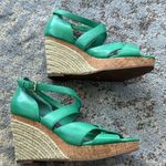 Cole Haan  Nike Air Wedge Leather Espadrille Shoes Green 7.5 Photo 3